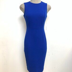 Calvin Klein Elegant REGATTA Blue Crepe Princess Sheath Dress - choose your size